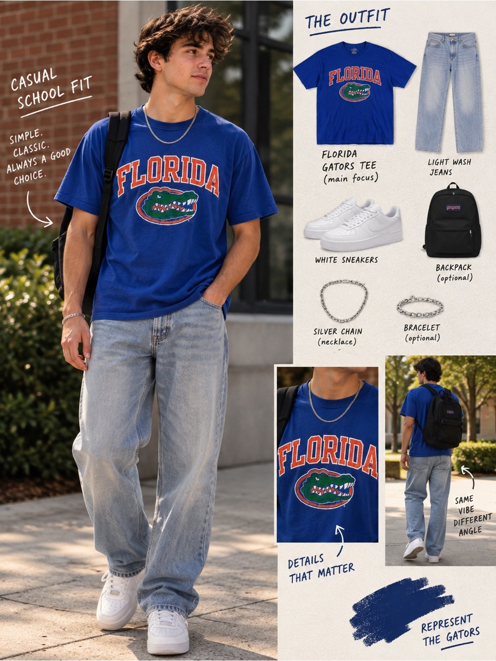 NCAA Florida Blue Gators Graphic Tee for Men